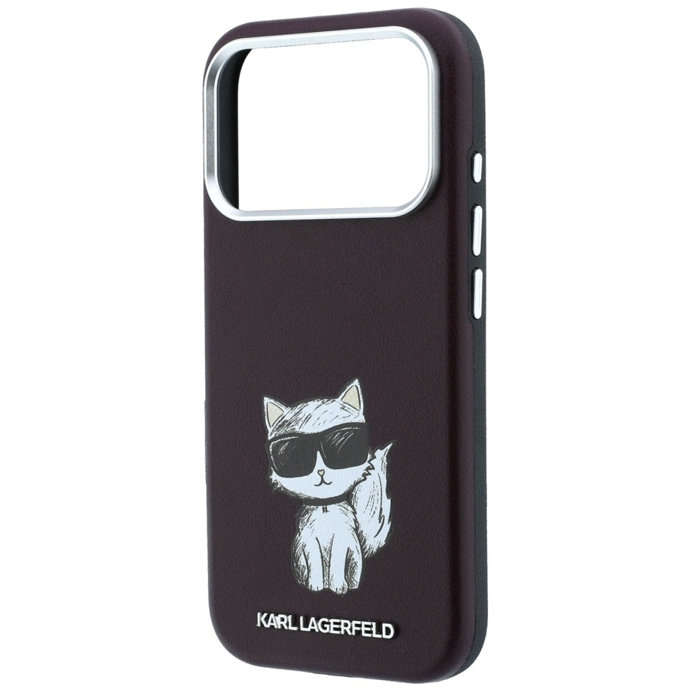 MagSafe pouzdro pro Apple iPhone 18 Pro / 17 Pro, Karl Lagerfeld, Choupette Sketch, Tmavě červená