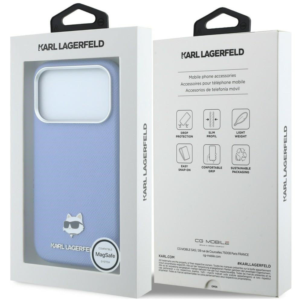 MagSafe pouzdro pro Apple iPhone 18 Pro / 17 Pro, Karl Lagerfeld, Grained Choupette Head, Bleu