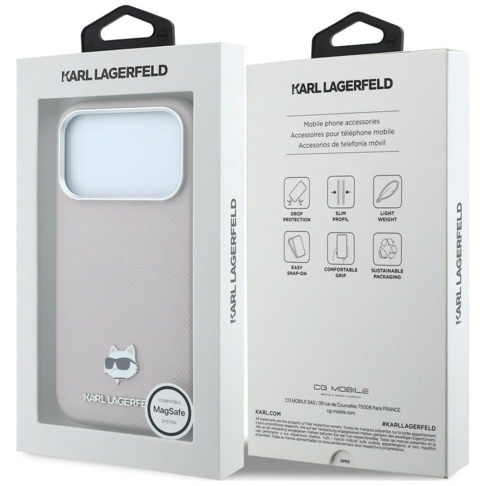 MagSafe pouzdro pro Apple iPhone 18 Pro / 17 Pro, Karl Lagerfeld, Grained Choupette Head, růžové