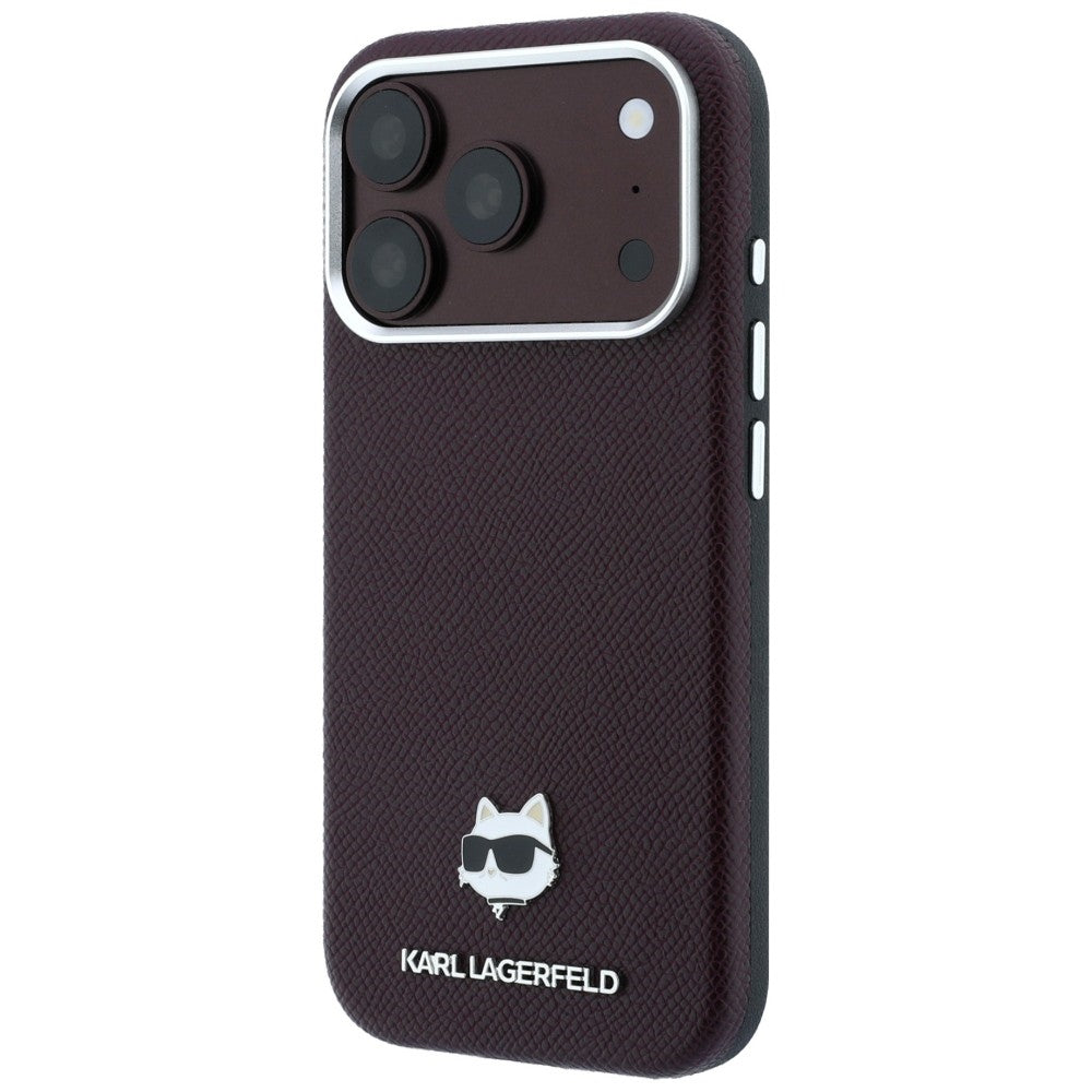 MagSafe pouzdro pro Apple iPhone 18 Pro / 17 Pro, Karl Lagerfeld, Grained Choupette Head, Tmavě červená