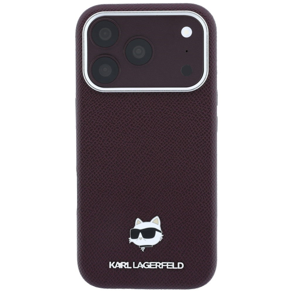 MagSafe pouzdro pro Apple iPhone 18 Pro / 17 Pro, Karl Lagerfeld, Grained Choupette Head, Tmavě červená
