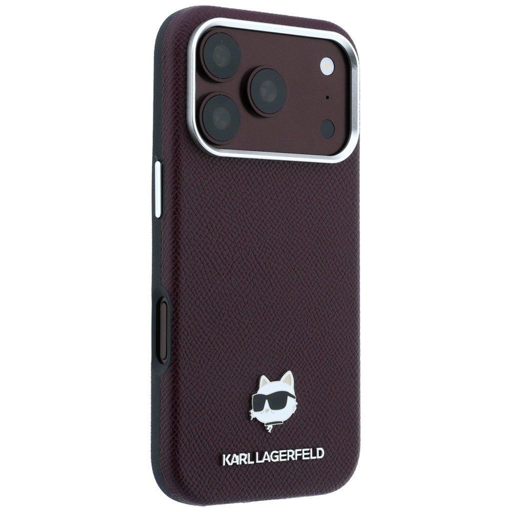 MagSafe pouzdro pro Apple iPhone 18 Pro / 17 Pro, Karl Lagerfeld, Grained Choupette Head, Tmavě červená