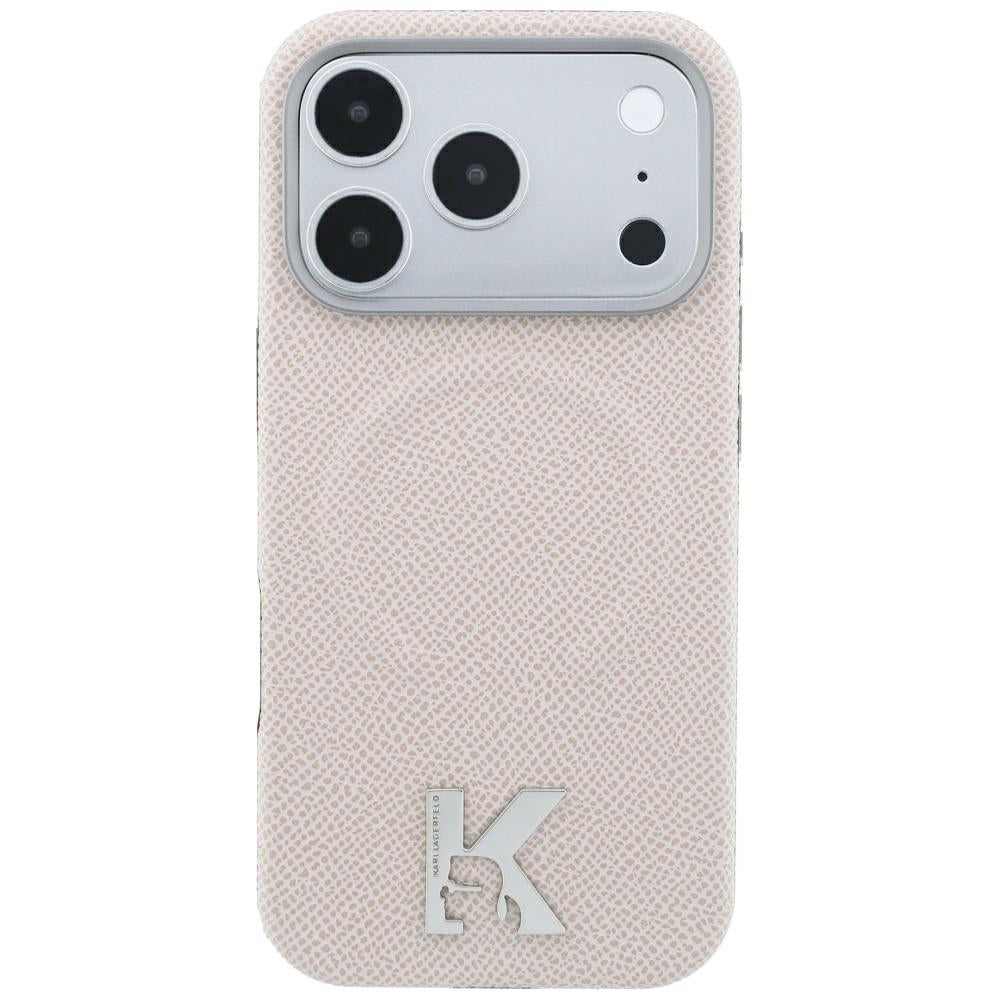 MagSafe pouzdro pro Apple iPhone 18 Pro / 17 Pro, Karl Lagerfeld, Ražený prsten s texturou, Béžová