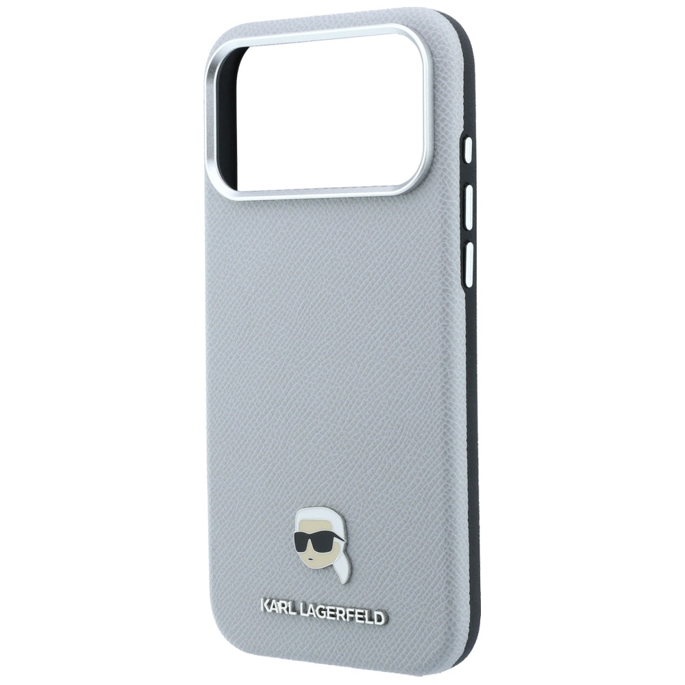 MagSafe pouzdro pro Apple iPhone 18 Pro / 17 Pro, Karl Lagerfeld, Grained Karl Head's Metal, Šedé