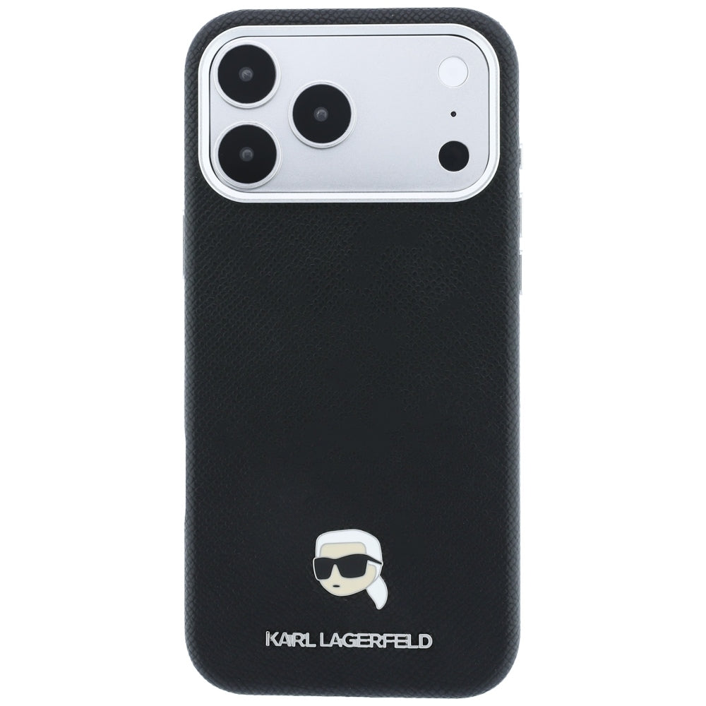 MagSafe pouzdro pro Apple iPhone 18 Pro / 17 Pro, Karl Lagerfeld, Grained Karl Head's Metal, černé