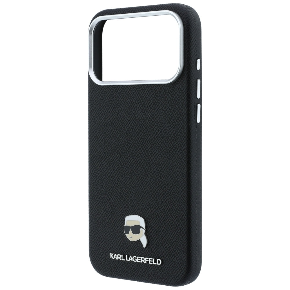 MagSafe pouzdro pro Apple iPhone 18 Pro / 17 Pro, Karl Lagerfeld, Grained Karl Head's Metal, černé