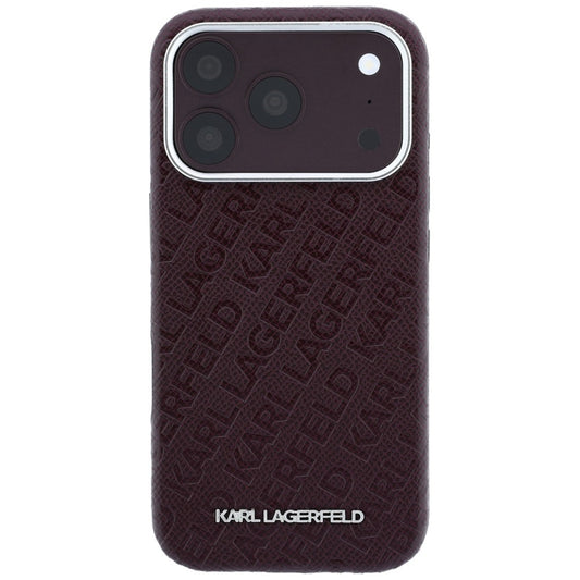 MagSafe pouzdro pro Apple iPhone 18 Pro / 17 Pro, Karl Lagerfeld, Ražené kovové logo, Tmavě červená
