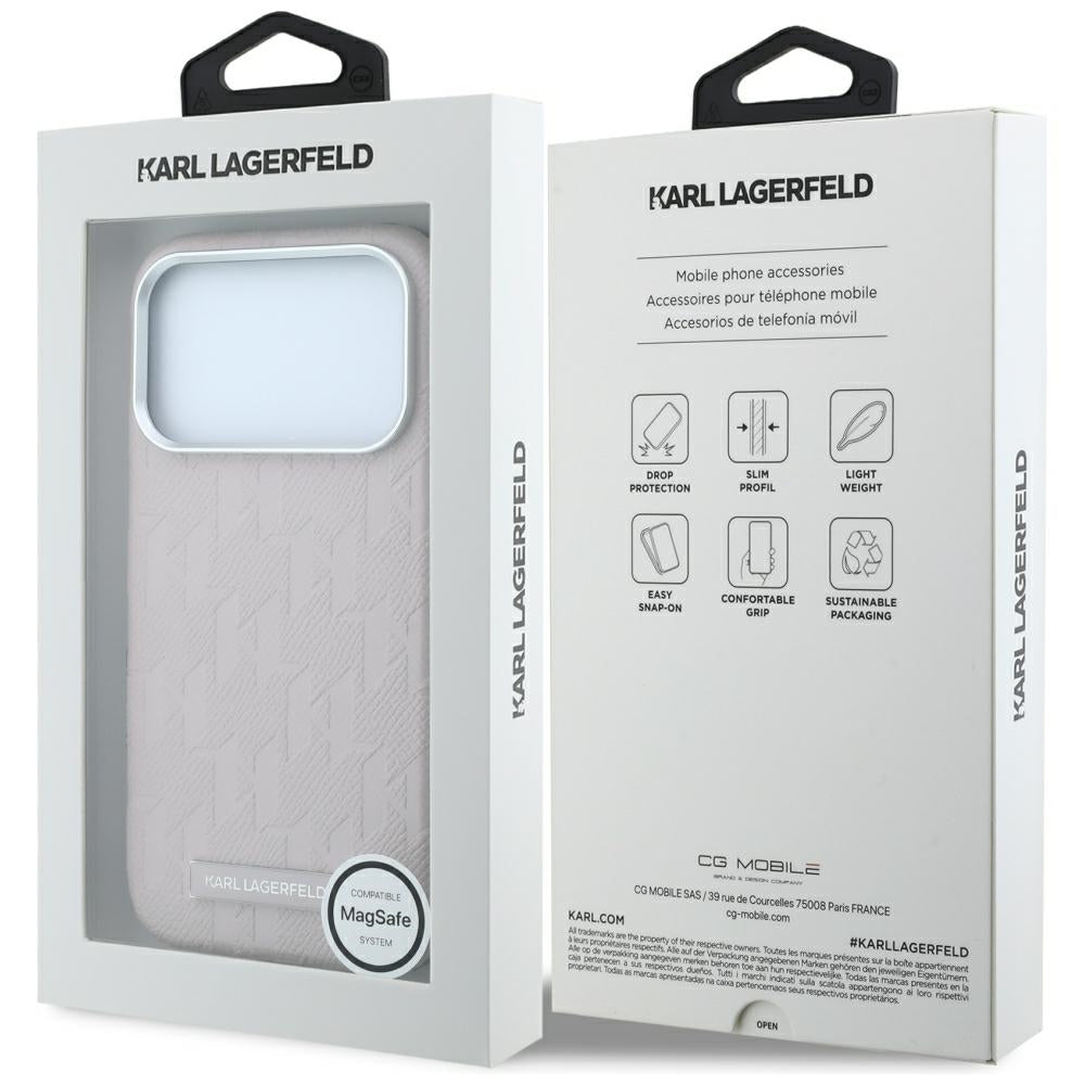 MagSafe pouzdro pro Apple iPhone 18 Pro / 17 Pro, Karl Lagerfeld, Grained Mono Resin Logo, Růžová