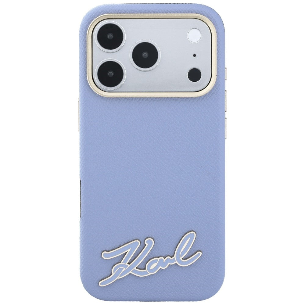 MagSafe pouzdro pro Apple iPhone 18 Pro / 17 Pro, Karl Lagerfeld, Logo z texturované pryskyřice, modré