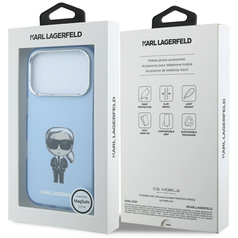 MagSafe pouzdro pro Apple iPhone 18 Pro / 17 Pro, Karl Lagerfeld, HC IML Ikonik Sketch Print, Modrá