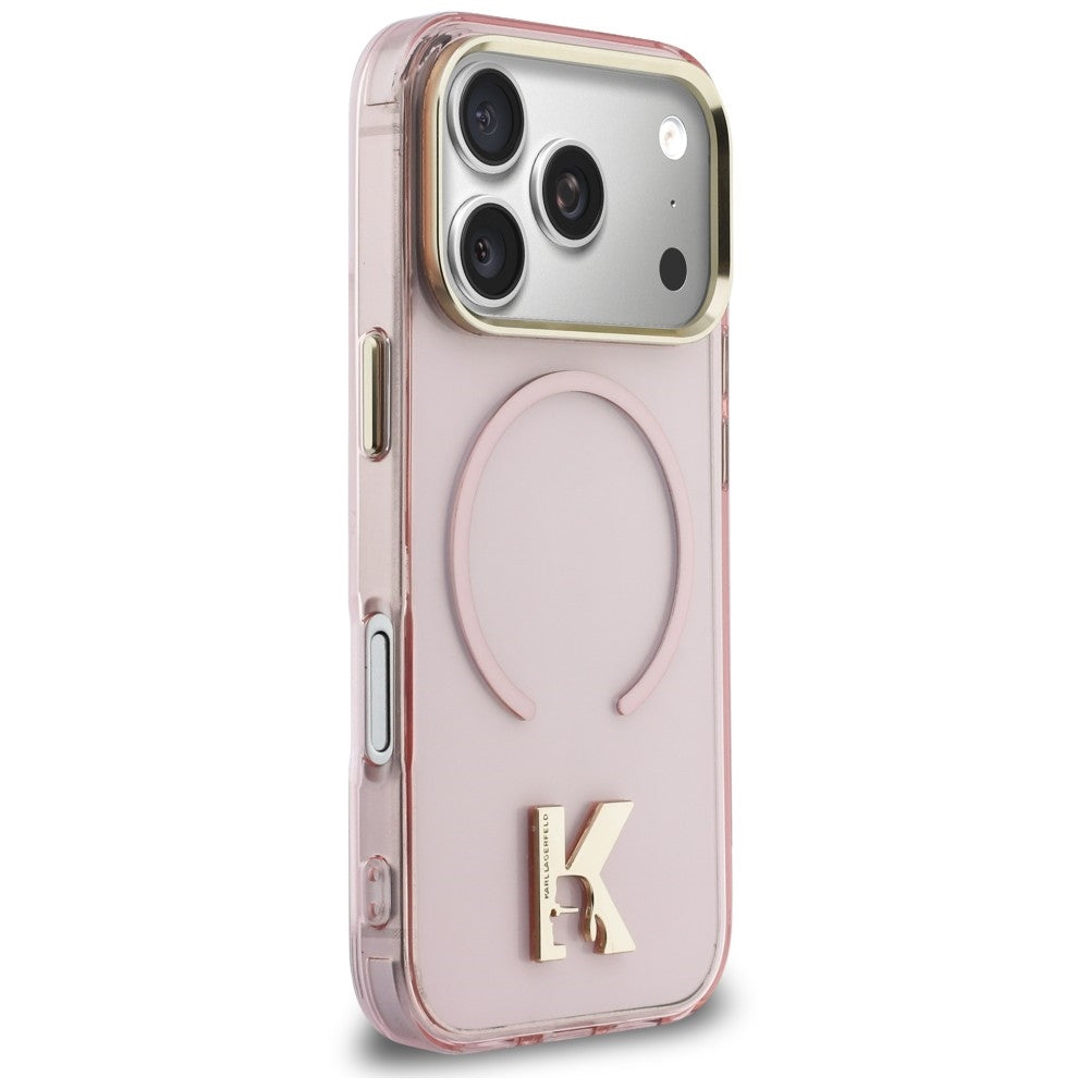 Pouzdro MagSafe pro Apple iPhone 18 Pro / 17 Pro, Karl Lagerfeld, IML Karl Head Logo, růžové