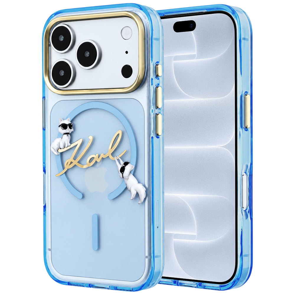 MagSafe pouzdro pro Apple iPhone 18 Pro / 17 Pro, Karl Lagerfeld, IML Karl Script Logo, Bleu