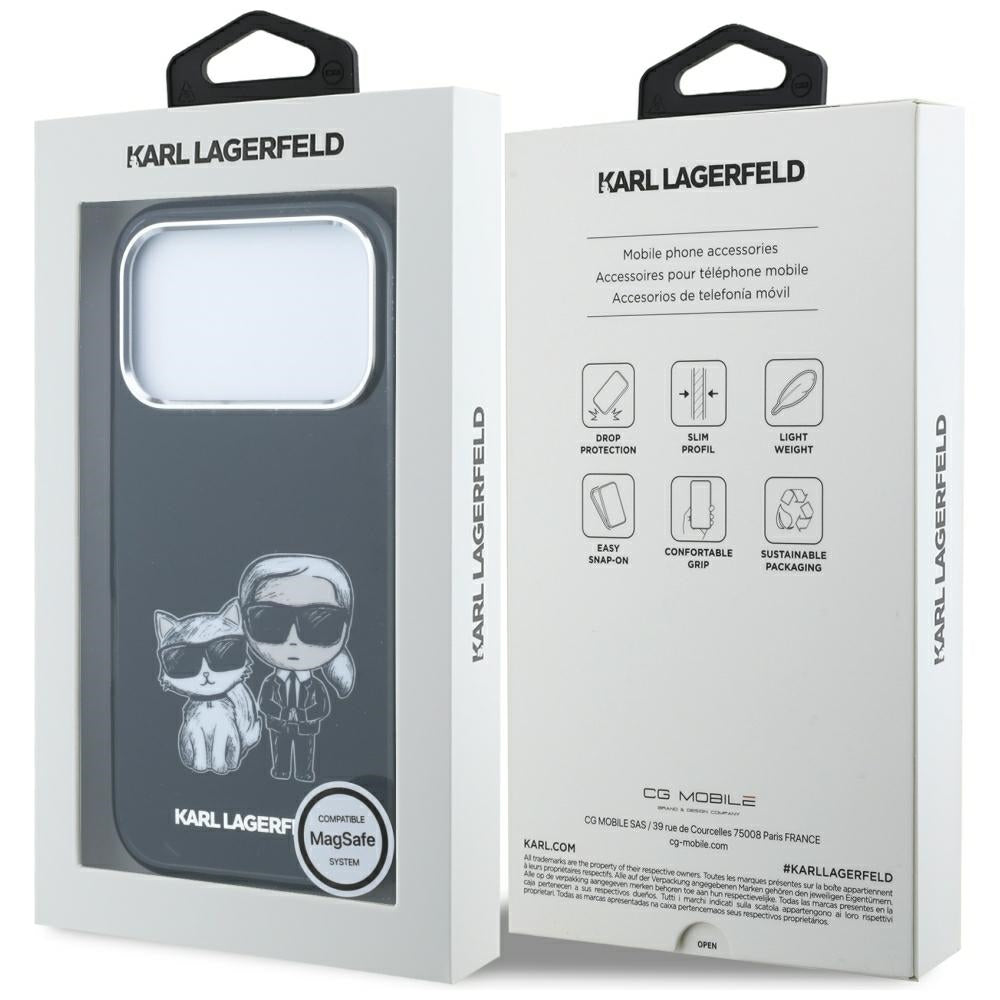 MagSafe pouzdro pro Apple iPhone 18 Pro / 17 Pro, Karl Lagerfeld, IML KC Bodies Sketch Print, Černá