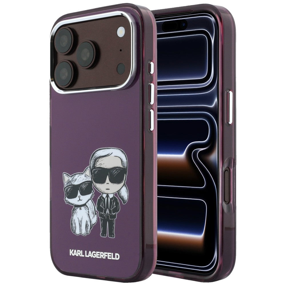 MagSafe pouzdro pro Apple iPhone 18 Pro / 17 Pro, Karl Lagerfeld, IML KC Bodies Sketch Print, Vínová