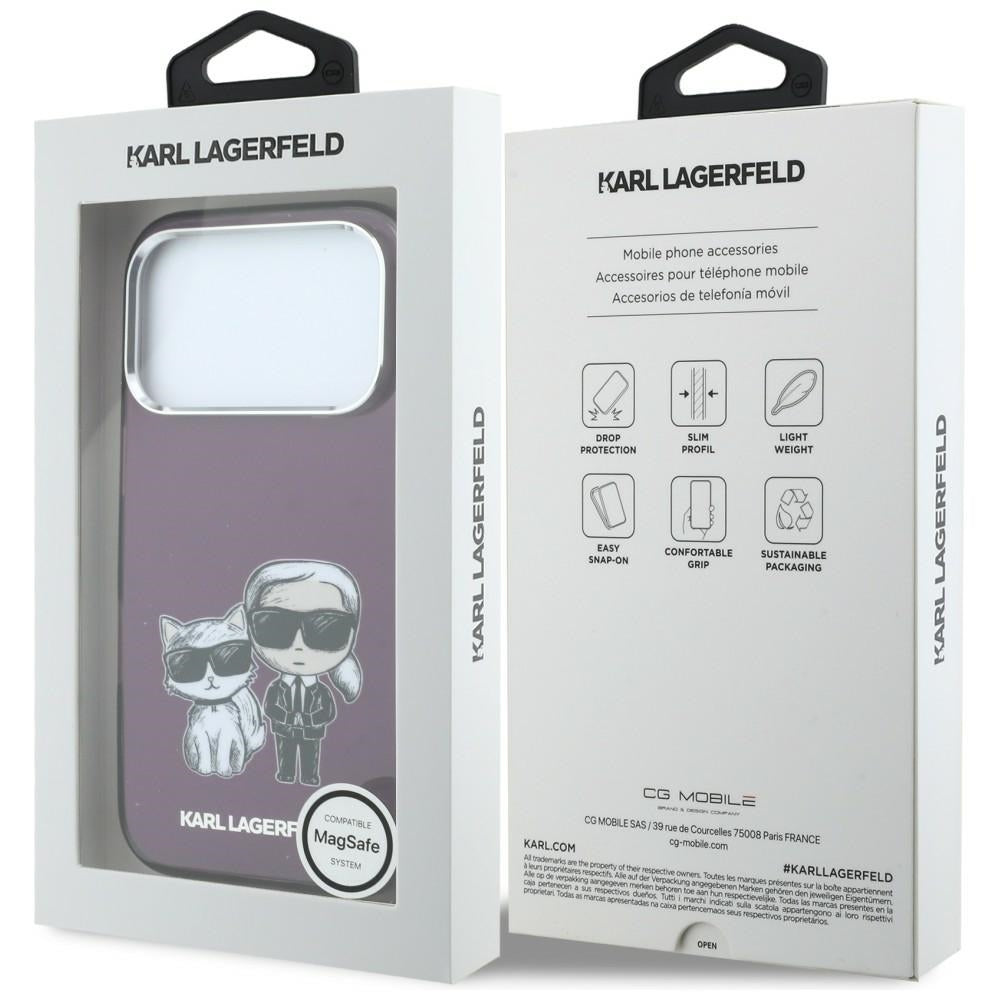 MagSafe pouzdro pro Apple iPhone 18 Pro / 17 Pro, Karl Lagerfeld, IML KC Bodies Sketch Print, Vínová