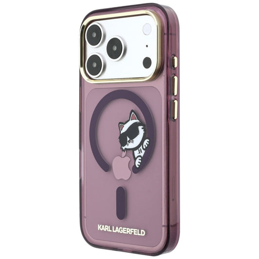Pouzdro MagSafe pro Apple iPhone 18 Pro / 17 Pro, Karl Lagerfeld, IML Peekaboo Print and Metal Frame, vínové
