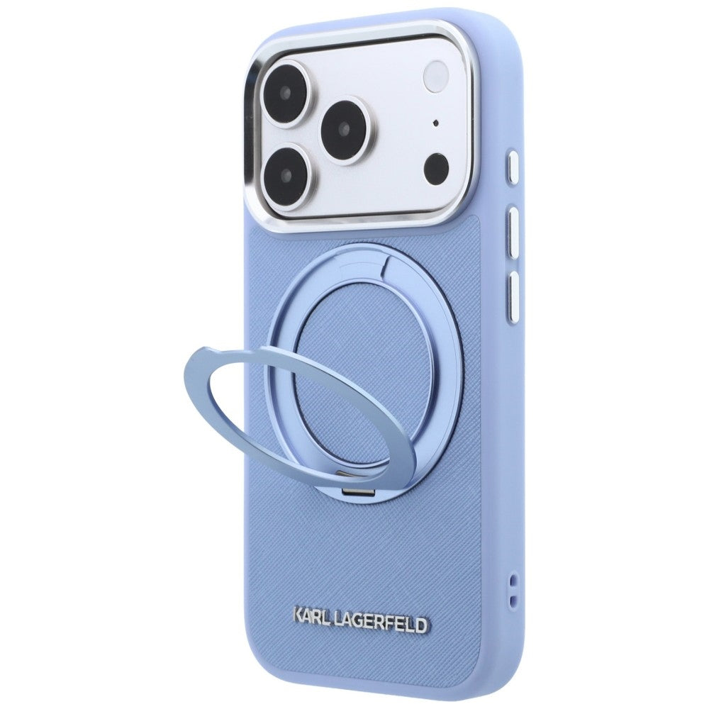 MagSafe pouzdro pro Apple iPhone 18 Pro / 17 Pro, Karl Lagerfeld, Ring Stand 360 Saffiano, Bleu