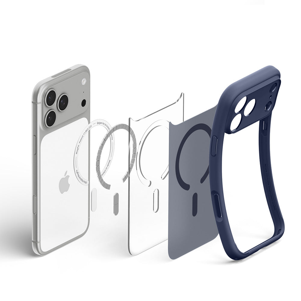 MagSafe pouzdro pro Apple iPhone 18 Pro / 17 Pro, Spigen, Ultra Hybrid, Tmavě modrá saténová ACS11931