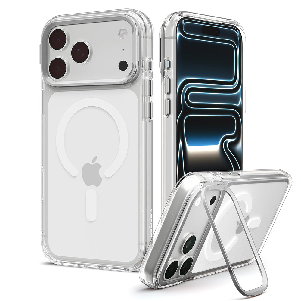 MagSafe pouzdro pro Apple iPhone 18 Pro / 17 Pro, Spigen, Ultra Hybrid Optik S, Stříbrné průhledné ACS11921