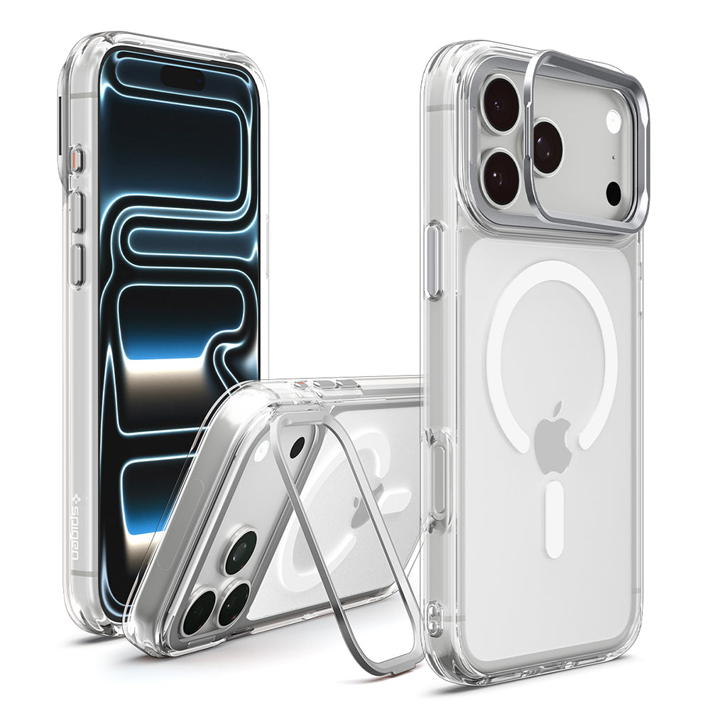 MagSafe pouzdro pro Apple iPhone 18 Pro / 17 Pro, Spigen, Ultra Hybrid Optik S, Stříbrné průhledné ACS11921
