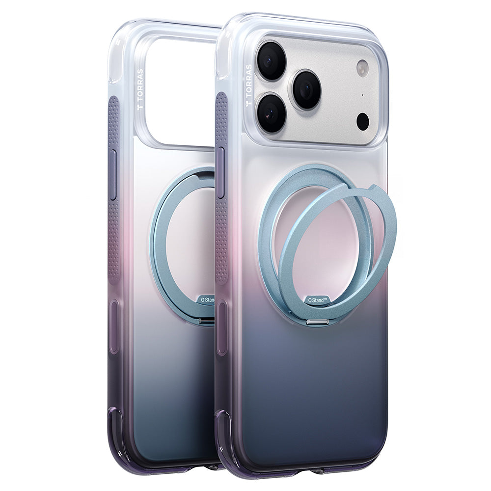 MagSafe pouzdro pro Apple iPhone 18 Pro / 17 Pro, Torras, Ostand O3 Air Gradient, fialovo-oranžové