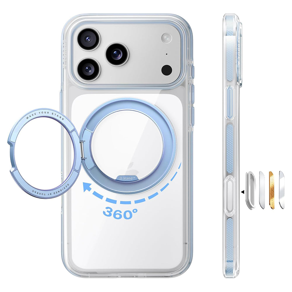 MagSafe pouzdro pro Apple iPhone 18 Pro / 17 Pro, Torras, Ostand O3 Light, modré