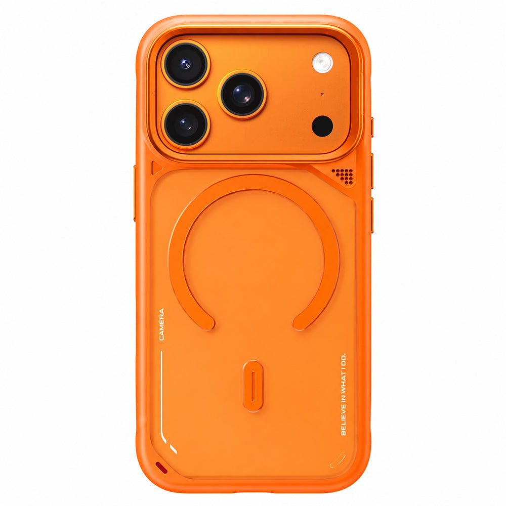 Pouzdro MagSafe pro Apple iPhone 18 Pro Max / 17 Pro Max, Blueo, stojánek s odvodem tepla, saténově oranžové