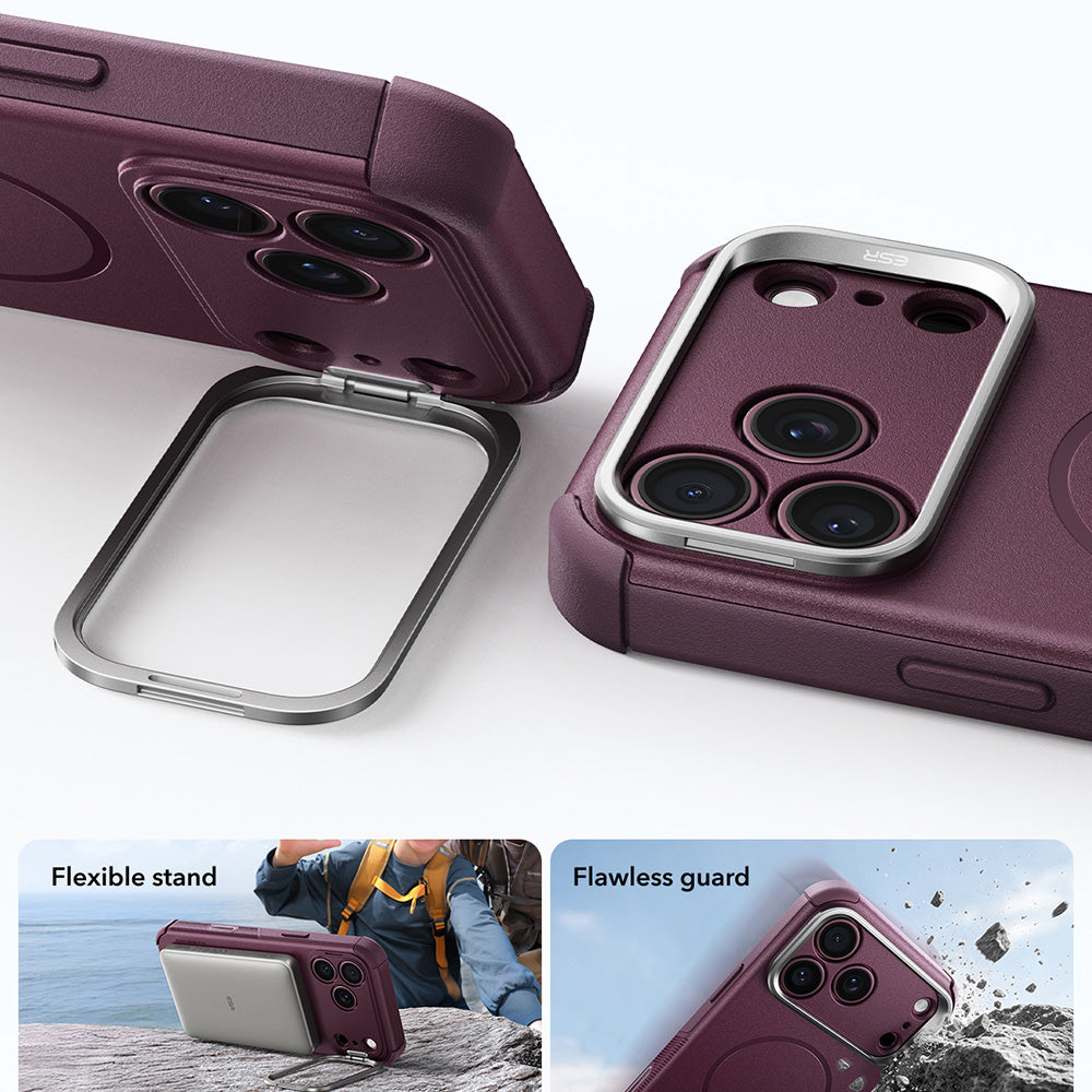 MagSafe pouzdro pro Apple iPhone 18 Pro Max / 17 Pro Max, ESR, Cyber Armor Kickstand, Tmavě vínová matná