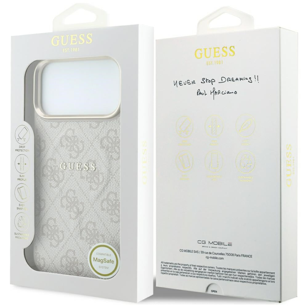 MagSafe pouzdro pro Apple iPhone 18 Pro Max / 17 Pro Max, Guess, 4G Embossed Classic, Růžové