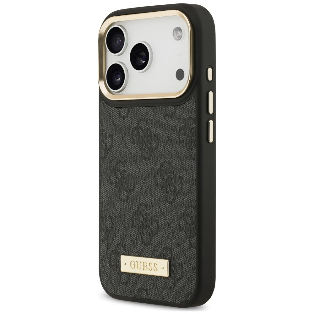 Pouzdro MagSafe pro Apple iPhone 18 Pro Max / 17 Pro Max, Guess, 4G Logo Plate, černé