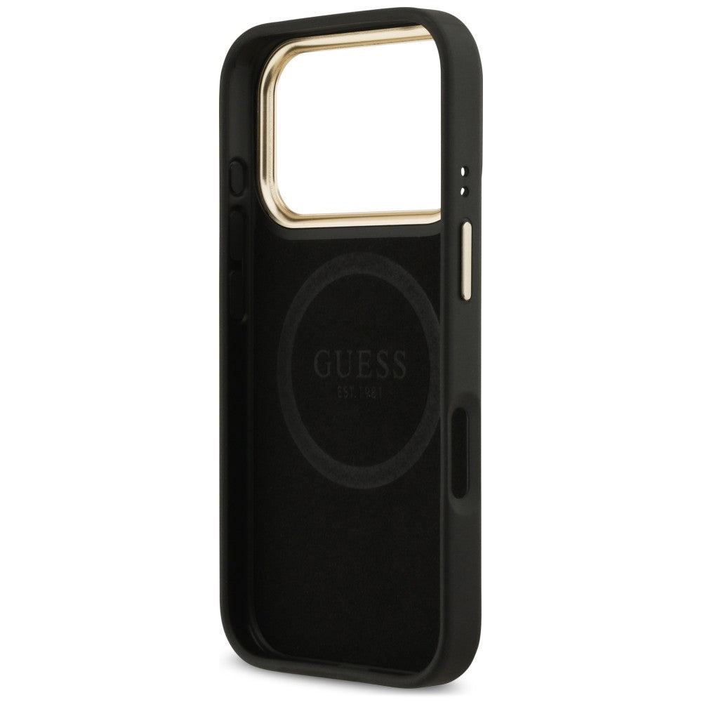 Pouzdro MagSafe pro Apple iPhone 18 Pro Max / 17 Pro Max, Guess, 4G Logo Plate, černé