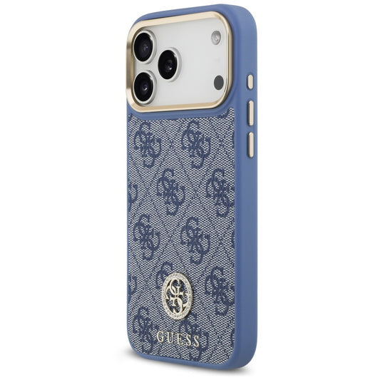Pouzdro MagSafe pro Apple iPhone 18 Pro Max / 17 Pro Max, Guess, 4G Strass Logo, modré