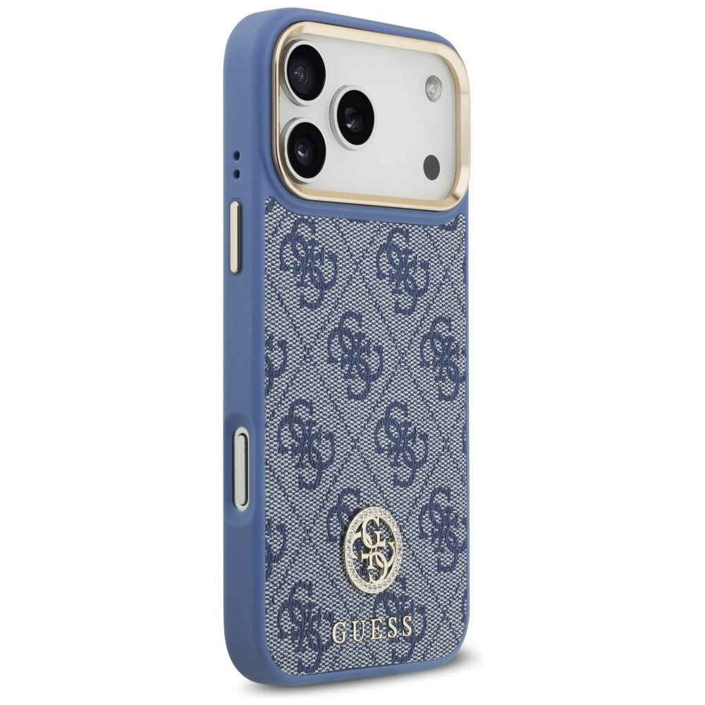 Pouzdro MagSafe pro Apple iPhone 18 Pro Max / 17 Pro Max, Guess, 4G Strass Logo, modré