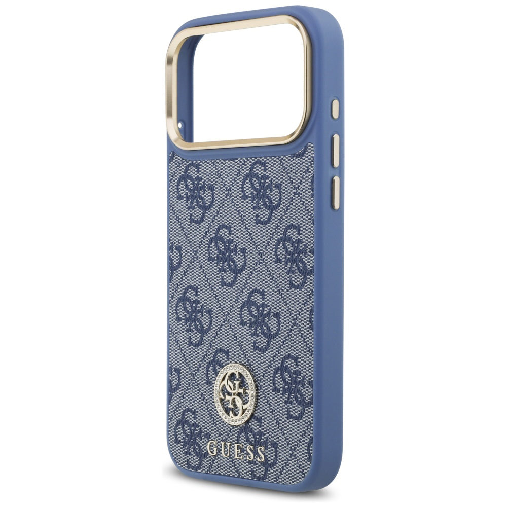 Pouzdro MagSafe pro Apple iPhone 18 Pro Max / 17 Pro Max, Guess, 4G Strass Logo, modré
