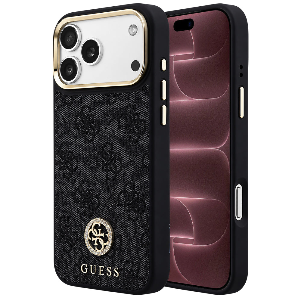 Pouzdro MagSafe pro Apple iPhone 18 Pro Max / 17 Pro Max, Guess, 4G Strass Logo, černé