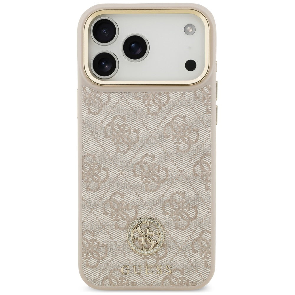 Pouzdro MagSafe pro Apple iPhone 18 Pro Max / 17 Pro Max, Guess, 4G Strass Logo, růžové