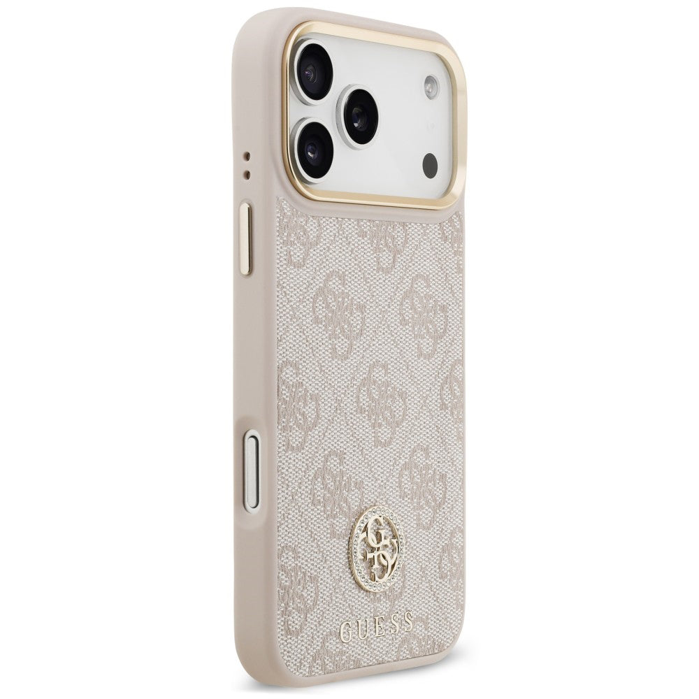 Pouzdro MagSafe pro Apple iPhone 18 Pro Max / 17 Pro Max, Guess, 4G Strass Logo, růžové