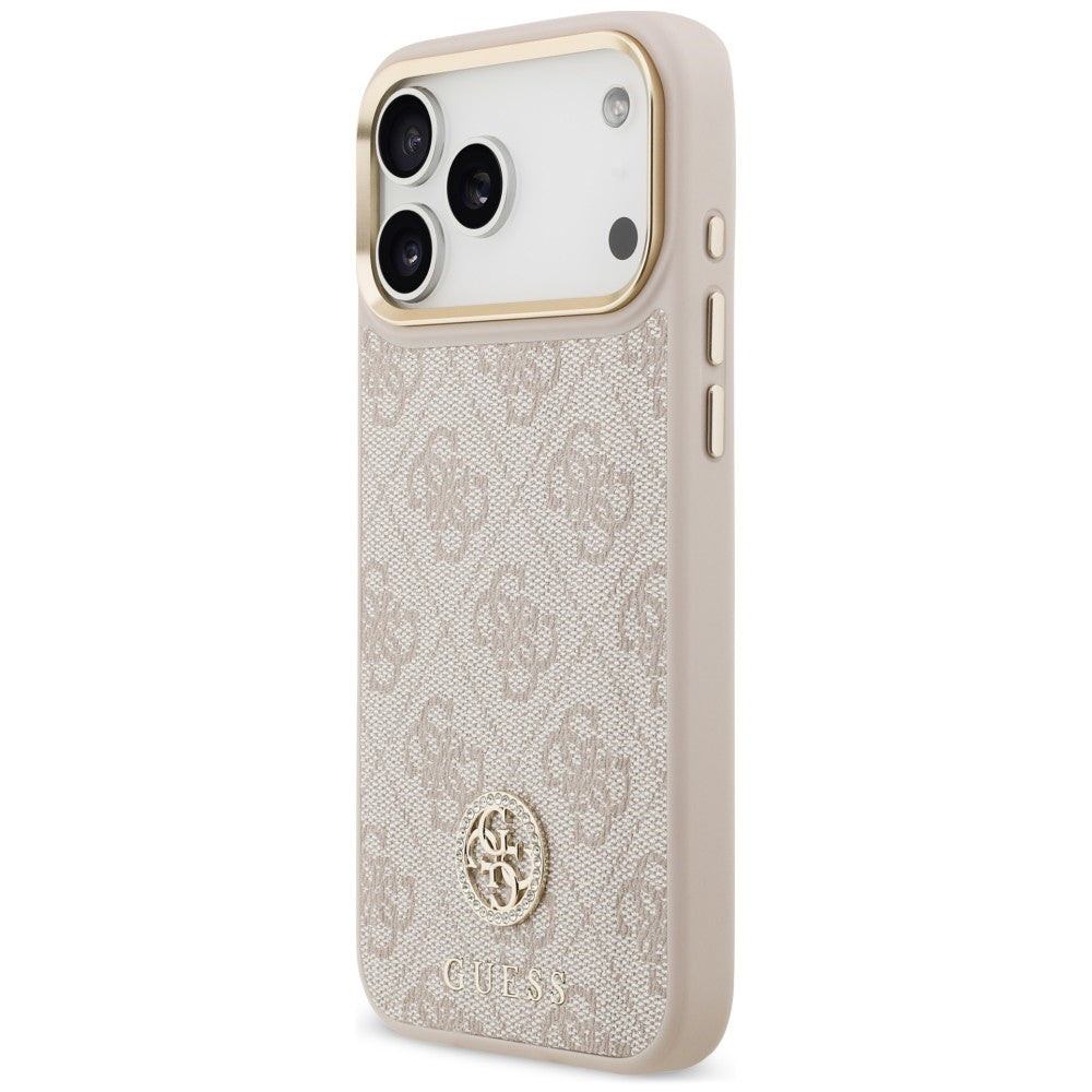 Pouzdro MagSafe pro Apple iPhone 18 Pro Max / 17 Pro Max, Guess, 4G Strass Logo, růžové