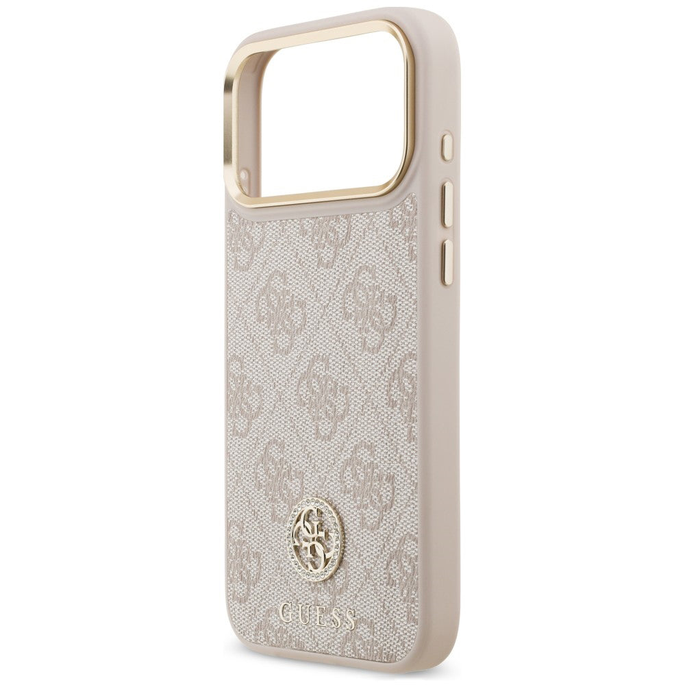Pouzdro MagSafe pro Apple iPhone 18 Pro Max / 17 Pro Max, Guess, 4G Strass Logo, růžové