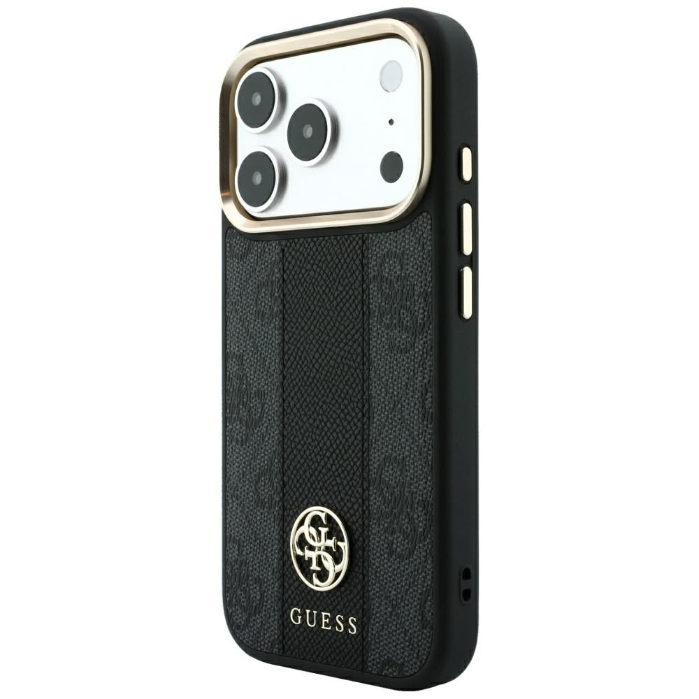MagSafe pouzdro pro Apple iPhone 18 Pro Max / 17 Pro Max, Guess, 4G Stripe Round Classic Logo, černé