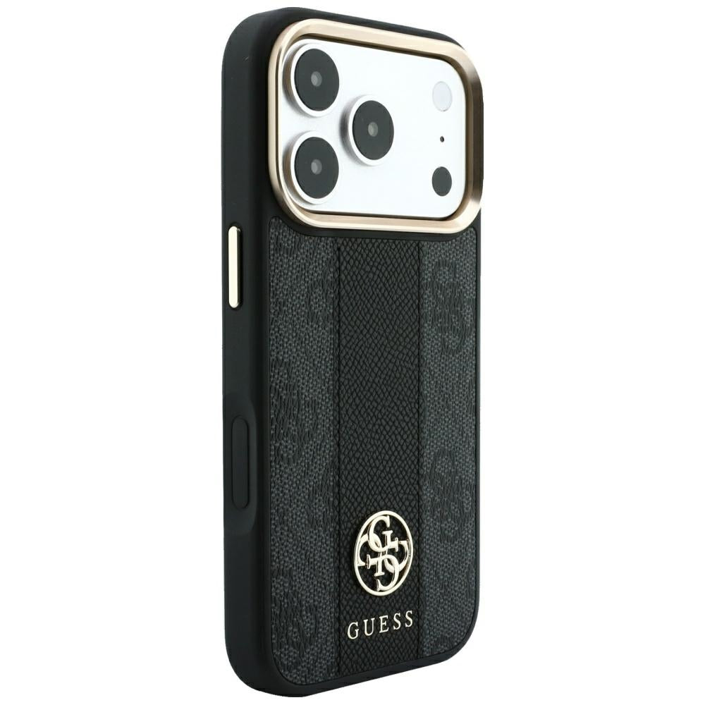 MagSafe pouzdro pro Apple iPhone 18 Pro Max / 17 Pro Max, Guess, 4G Stripe Round Classic Logo, černé