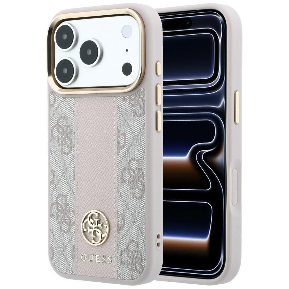 MagSafe pouzdro pro Apple iPhone 18 Pro Max / 17 Pro Max, Guess, 4G Stripe Round Classic Logo, Růžové