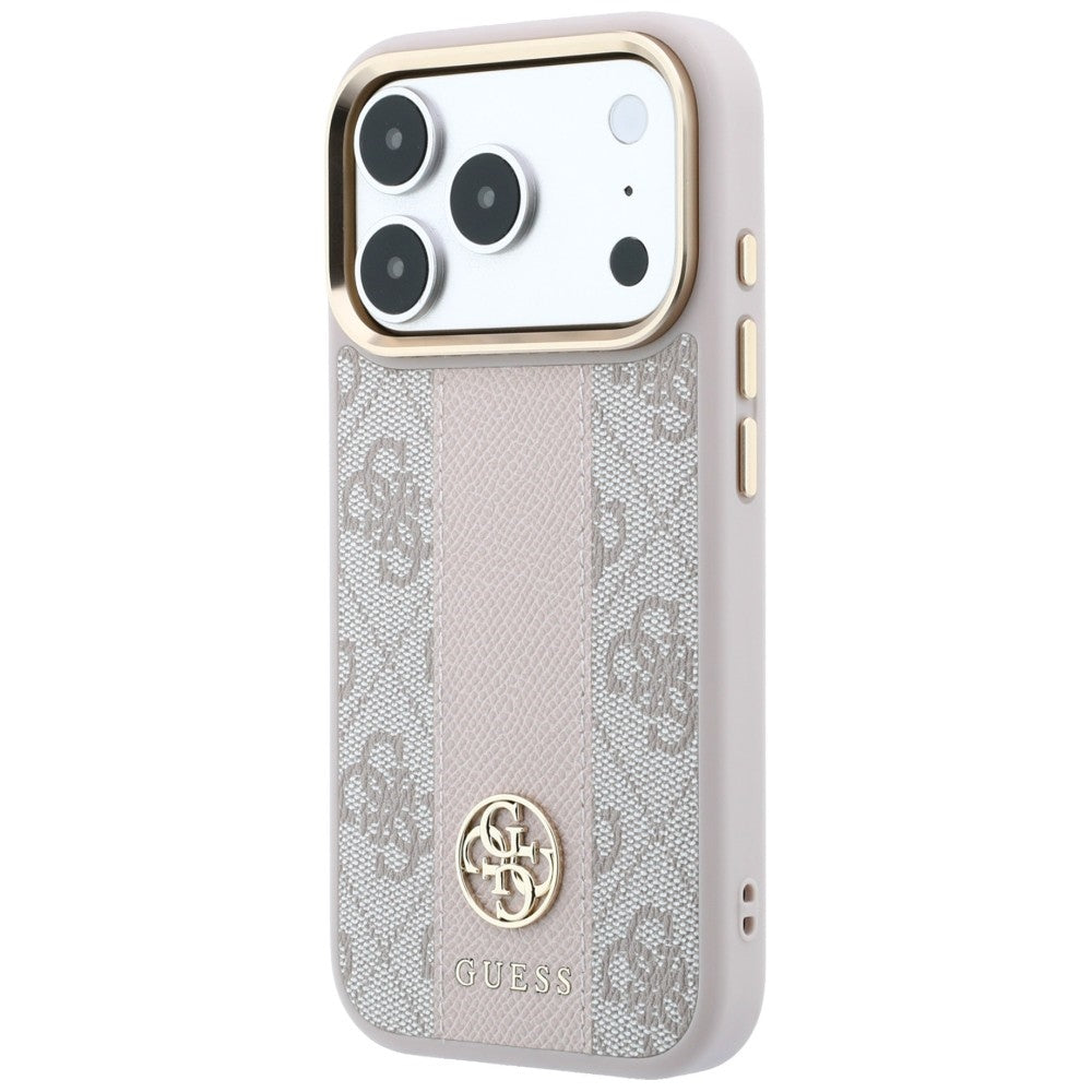 MagSafe pouzdro pro Apple iPhone 18 Pro Max / 17 Pro Max, Guess, 4G Stripe Round Classic Logo, Růžové
