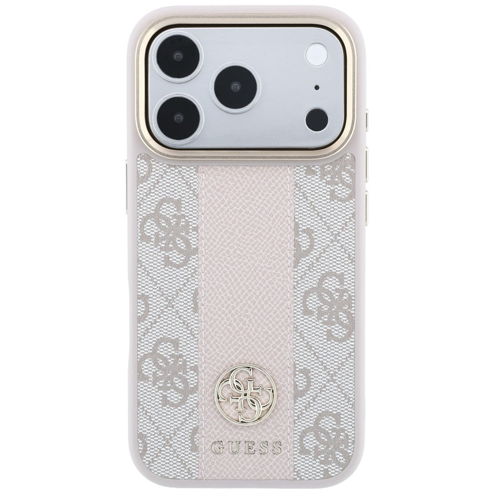 MagSafe pouzdro pro Apple iPhone 18 Pro Max / 17 Pro Max, Guess, 4G Stripe Round Classic Logo, Růžové