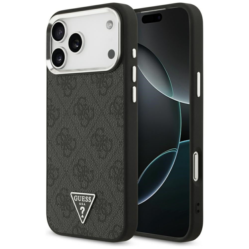 MagSafe pouzdro pro Apple iPhone 18 Pro Max / 17 Pro Max, Guess, 4G Triangle Logo, Černá Stříbrná