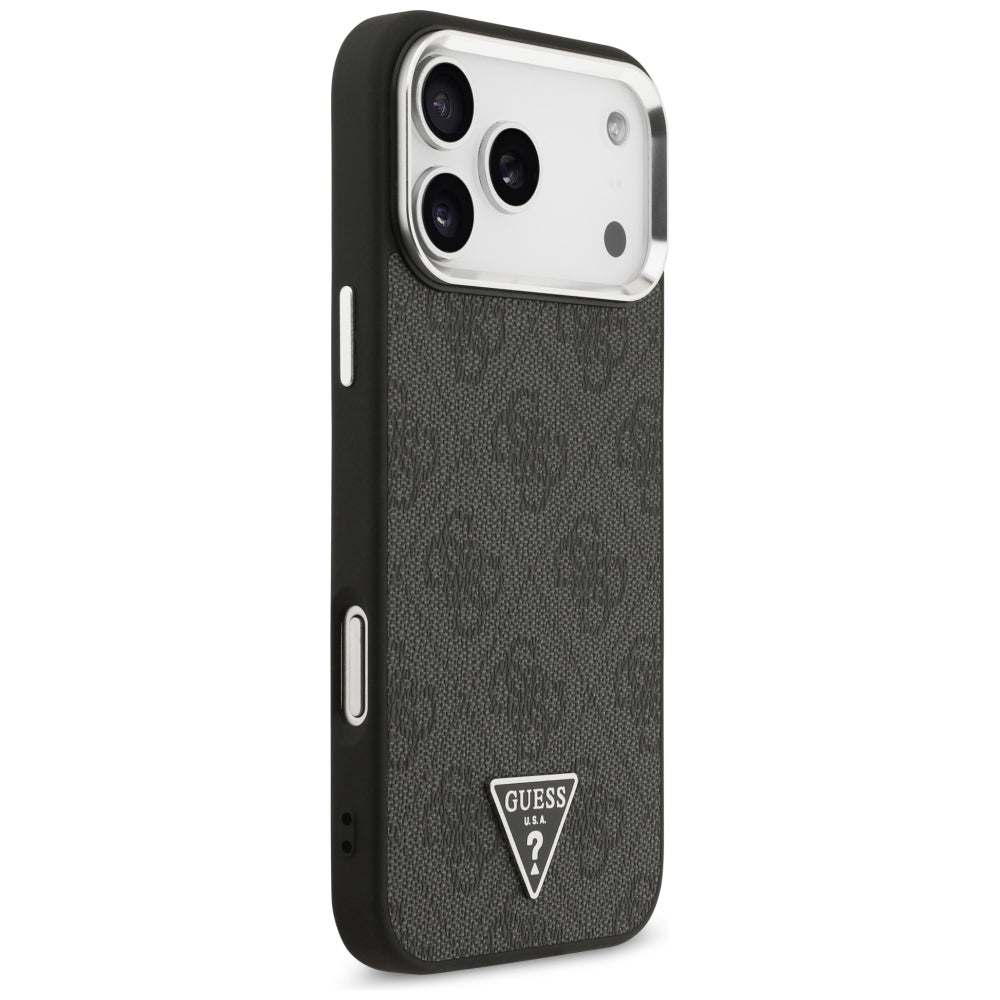 MagSafe pouzdro pro Apple iPhone 18 Pro Max / 17 Pro Max, Guess, 4G Triangle Logo, Černá Stříbrná