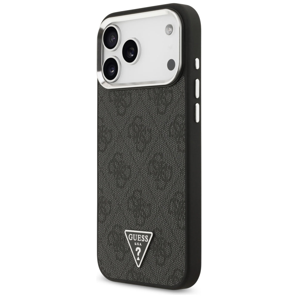 MagSafe pouzdro pro Apple iPhone 18 Pro Max / 17 Pro Max, Guess, 4G Triangle Logo, Černá Stříbrná