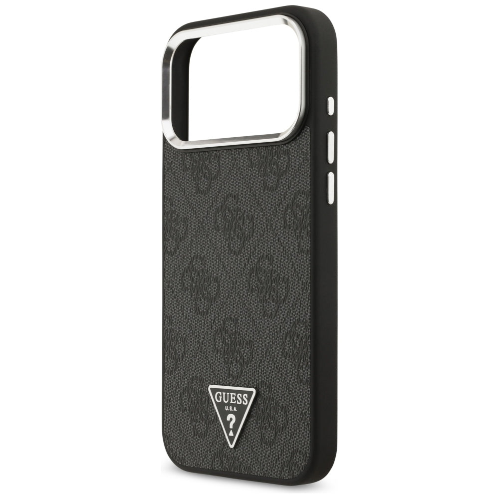 MagSafe pouzdro pro Apple iPhone 18 Pro Max / 17 Pro Max, Guess, 4G Triangle Logo, Černá Stříbrná