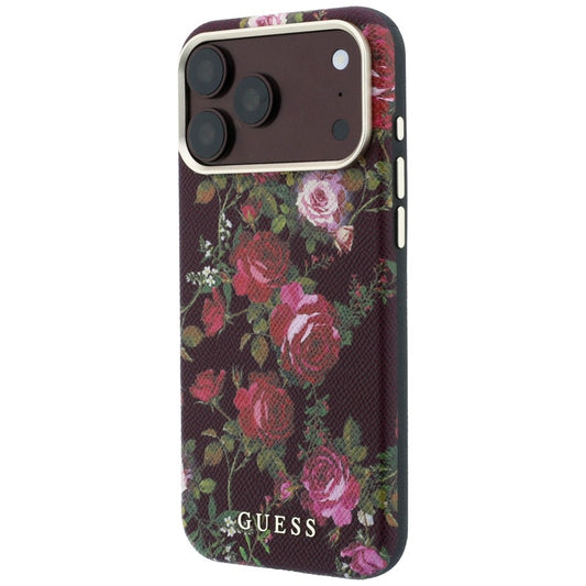 Pouzdro MagSafe pro Apple iPhone 18 Pro Max / 17 Pro Max, Guess, Blossom Roses Print, vínové