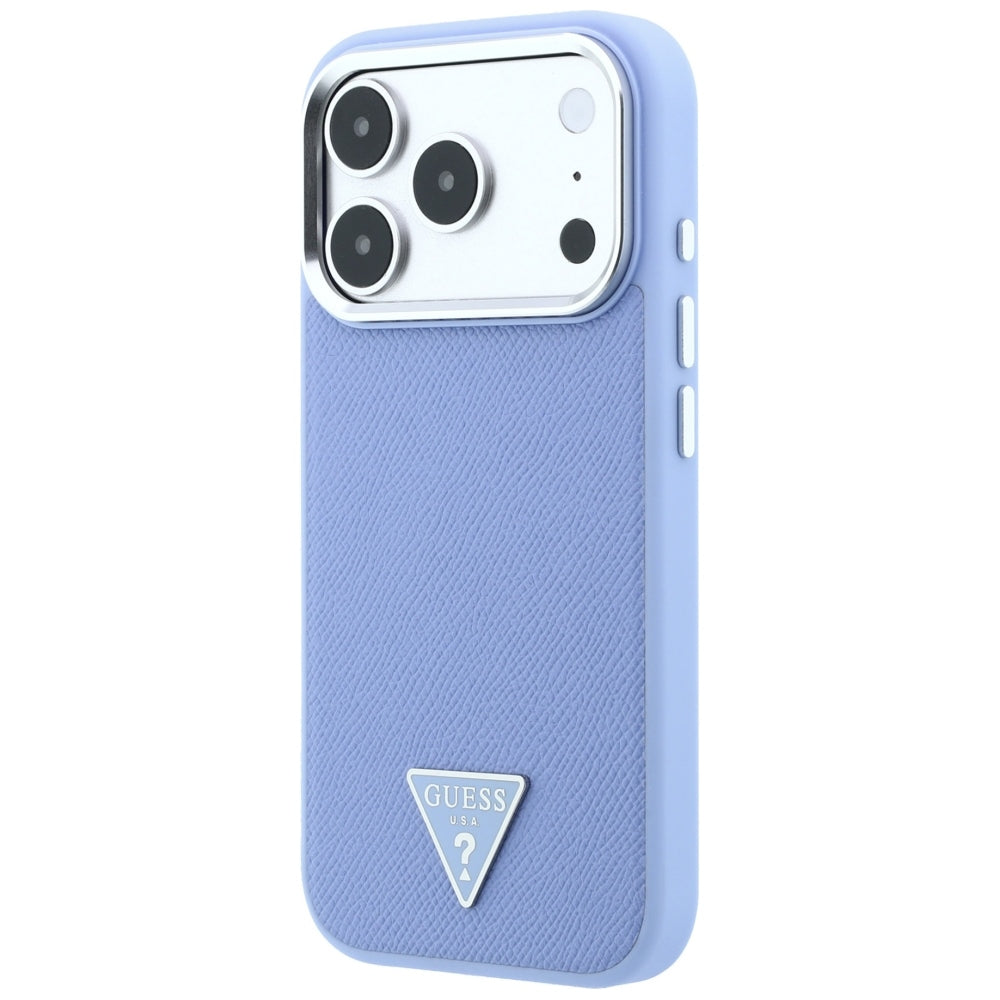 MagSafe pouzdro pro Apple iPhone 18 Pro Max / 17 Pro Max, Guess, Grained Triangle Logo, Bleu